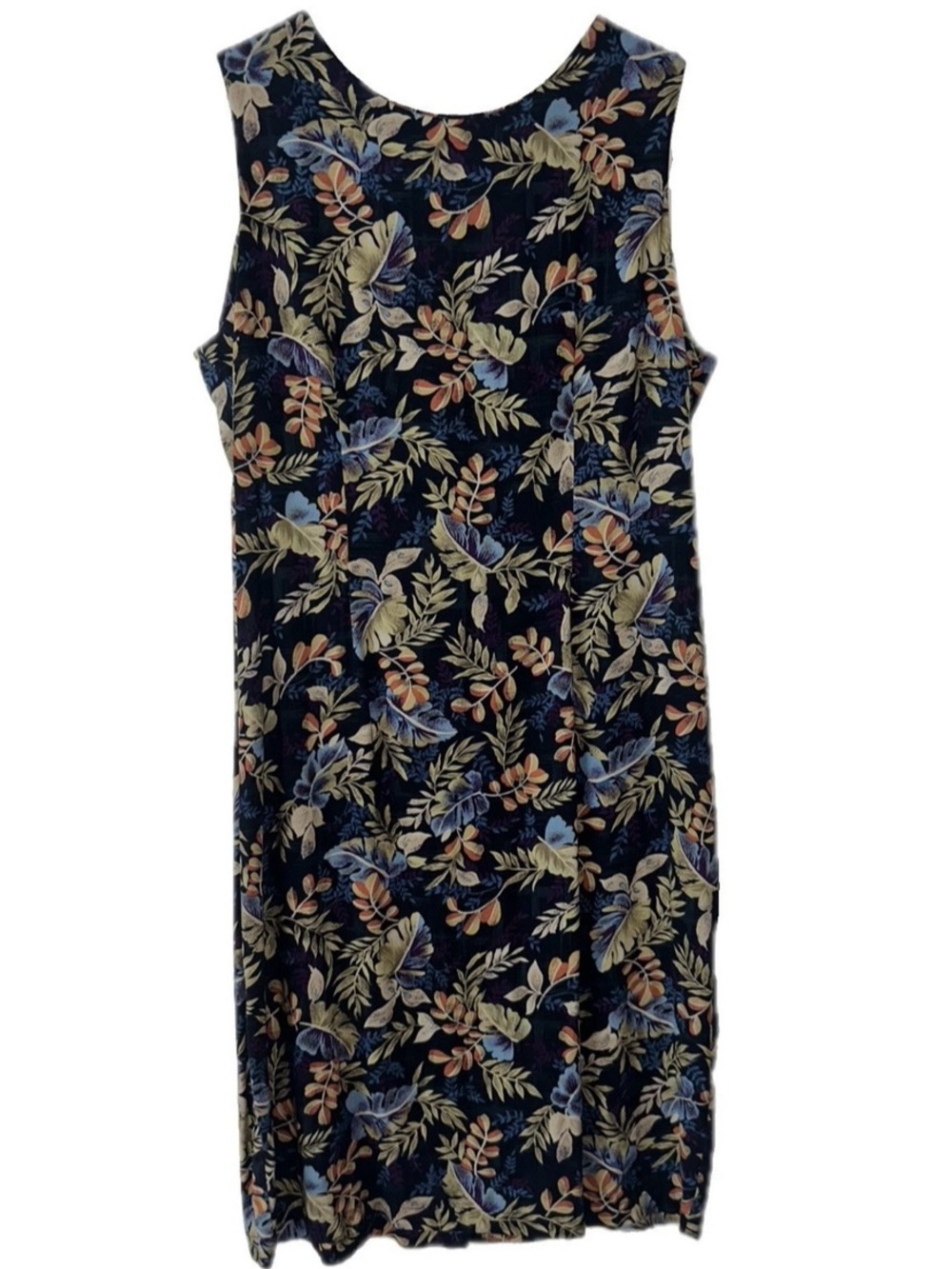 Floral Sleeveless Dress with Leaf Print